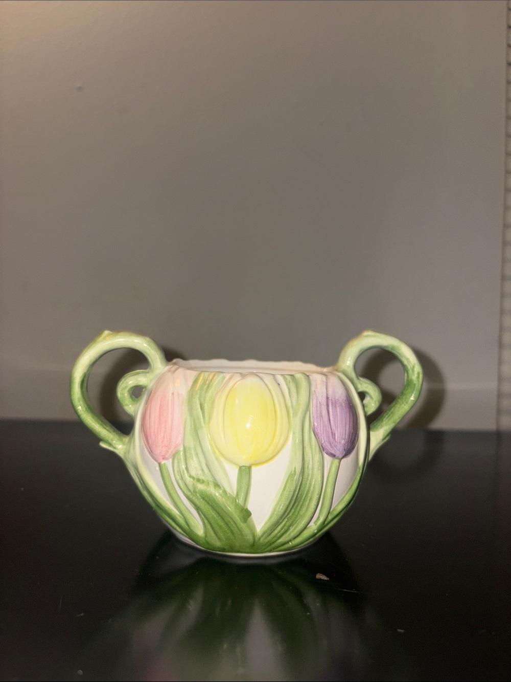 Hand painted sugar bowl/ planter